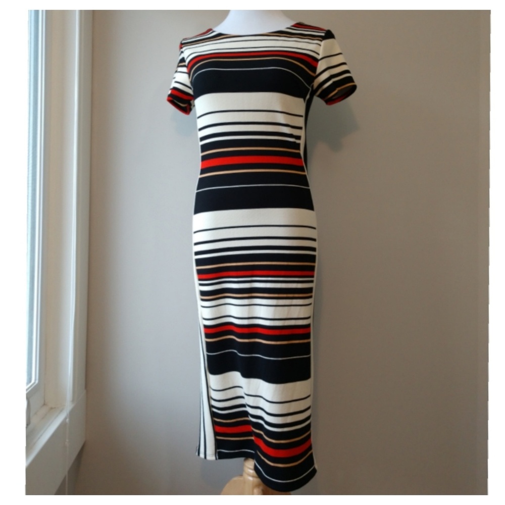 Multiple Color Striped Midi Dress